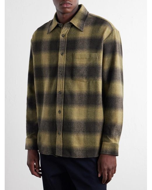 A.P.C. Green Malaury Checked Wool-Blend Flannel Shirt for men