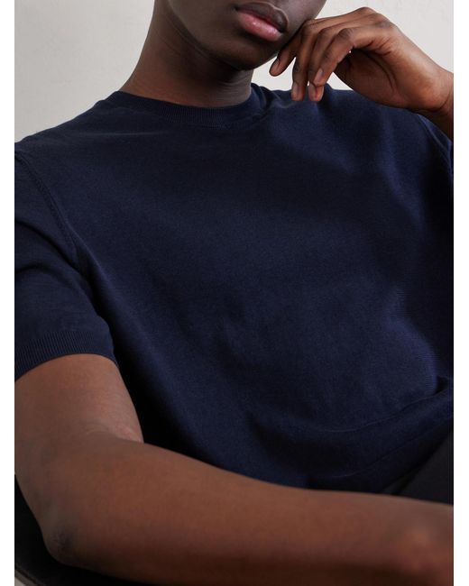 Slowear Blue Cotton And Silk-Blend T-Shirt for men