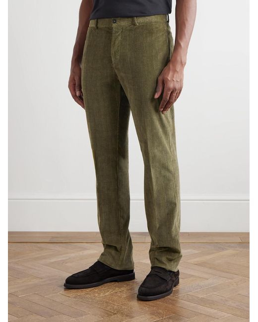 Massimo Alba Green Mauko Straight-Leg Prince Of Wales Checked Cotton-Blend Corduroy Suit Trousers for men