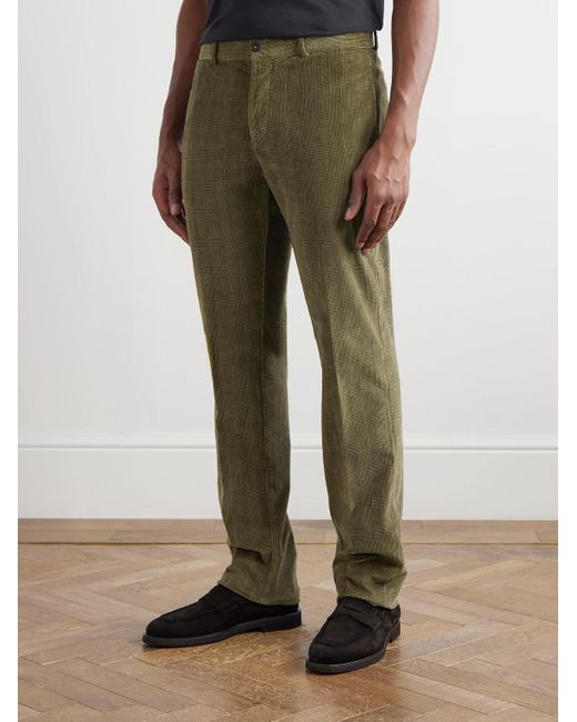 Massimo Alba Mauko gerade geschnittene Anzughose aus Cord aus einer Baumwollmischung mit Glencheck-Muster in Green für Herren