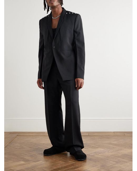 Rick Owens Black Fogpocket Studded Grain De Poudre Virgin Wool Blazer for men