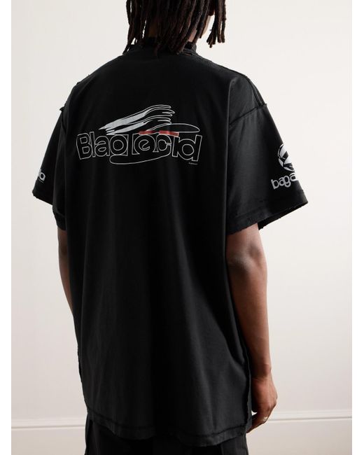 T-shirt oversize in jersey di cotone effetto consumato con stampa Inside Out di Balenciaga in Black da Uomo