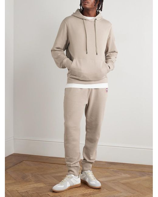 Canada Goose Natural Huron Tapered Logo-Appliquéd Cotton-Jersey Sweatpants for men