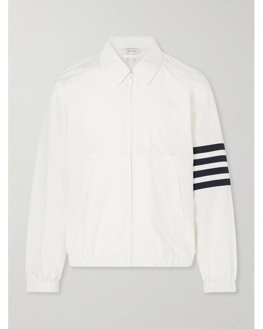 Thom Browne White Striped Ripstop Track Jacket for men