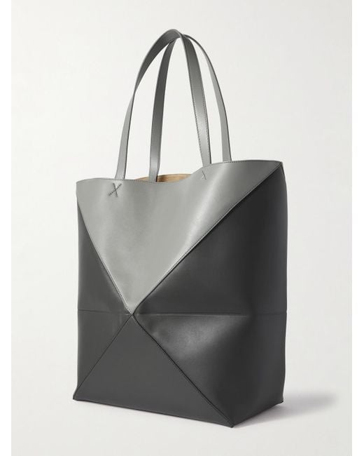 Loewe Gray Puzzle Large Two-tone Leather Tote Bag for men