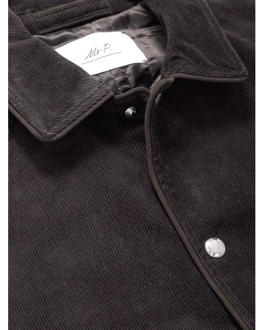 Mr P. Black Suede-trimmed Cotton-corduroy Varsity Jacket for men