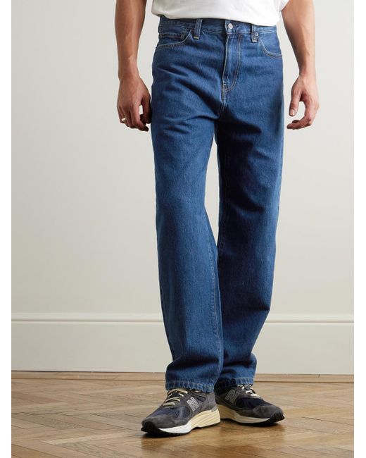 Jeans A Gamba Dritta Con Logo Applicato Aaron di Carhartt in Blue da Uomo