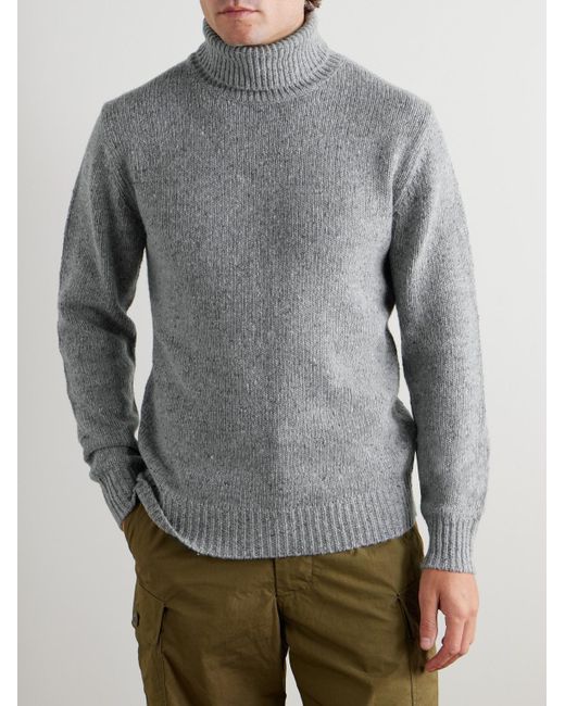 Hartford Gray Donegal Wool-Blend Rollneck Sweater for men