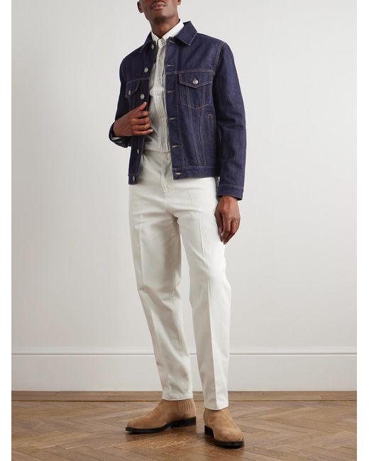 Brunello Cucinelli White Cotton-Twill Trousers for men