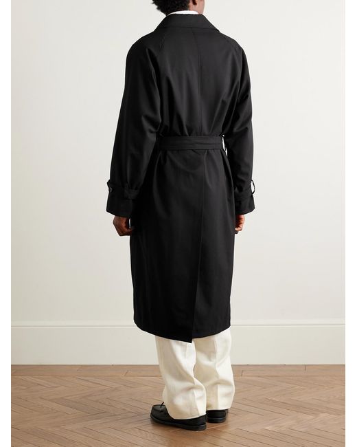 STÒFFA Black Belted Wool Trench Coat for men