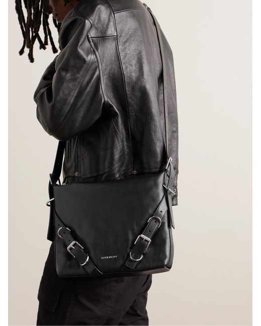 Givenchy Black Voyou Leather Messenger Bag for men