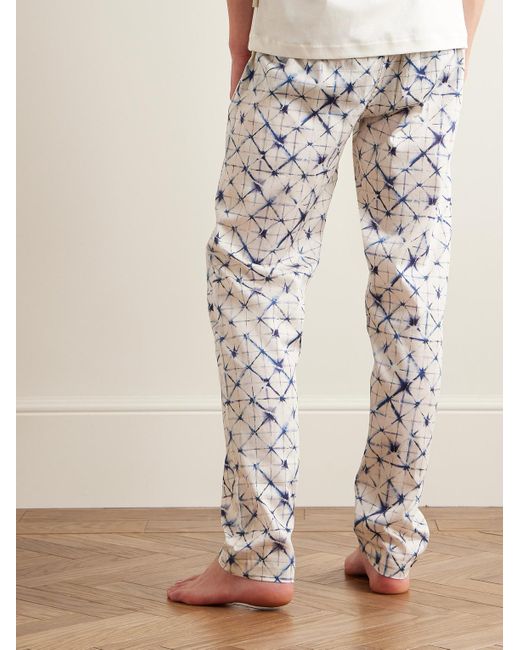 Pantaloni da pigiama in rasatello di cotone stampato di Zimmerli of Switzerland in White da Uomo