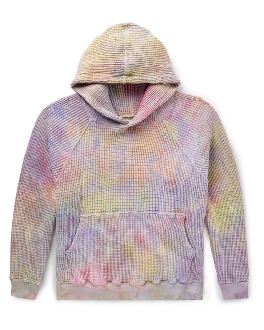 CAMP HIGH Gray Tie-dyed Waffle-knit Cotton Hoodie for men