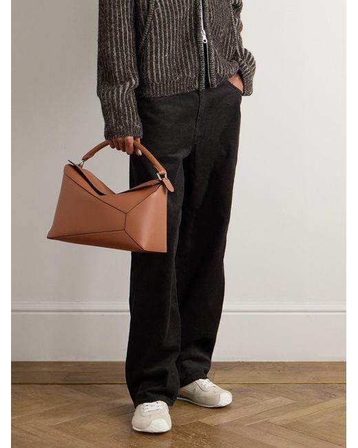 Loewe Brown Puzzle Edge Large Logo-debossed Leather Messenger Bag for men