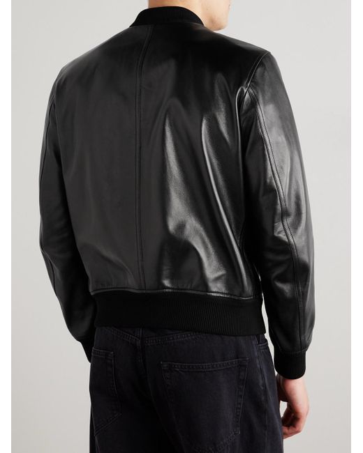 Tom Ford Black Leather Bomber Jacket for men