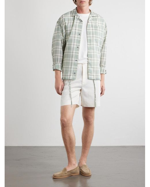 God's True Cashmere White Straight-Leg Linen-Twill Shorts for men