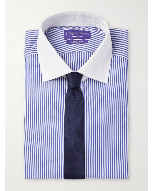 Ralph Lauren Blue Striped Cotton-poplin Shirt for men