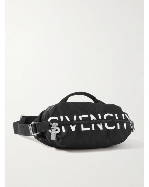 Givenchy Black G-zip Leather-trimmed Logo-print Shell Belt Bag for men