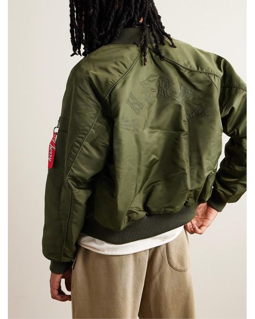 CHERRY LA Green Logo-Appliquéd Nylon Bomber Jacket for men