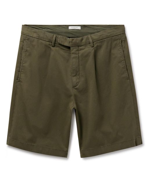 Boglioli Green Straight-leg Pleated Cotton-blend Twill Bermuda Shorts for men