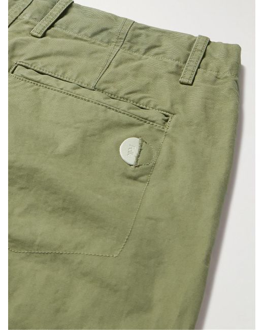 Folk Green Assembly Straight-leg Pleated Cotton-twill Trousers for men
