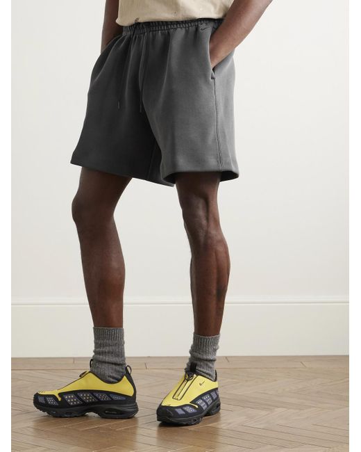 Nike Gray Wide-Leg Garment-Dyed Tech-Fleece Drawstring Shorts for men