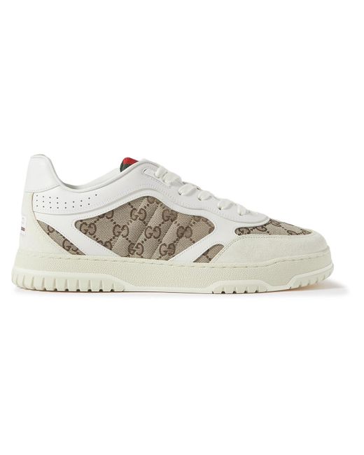 Gucci Natural Re-web Suede And Webbing-trimmed Canvas And Leather Sneakers for men