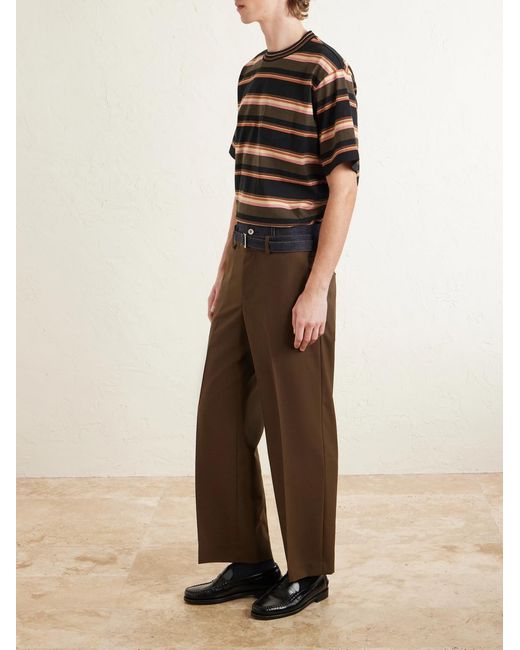 Sacai Black Striped Cotton-jersey T-shirt for men