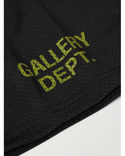GALLERY DEPT. Black Venice Court Wide-Leg Logo-Print Webbing-Trimmed Mesh Shorts for men