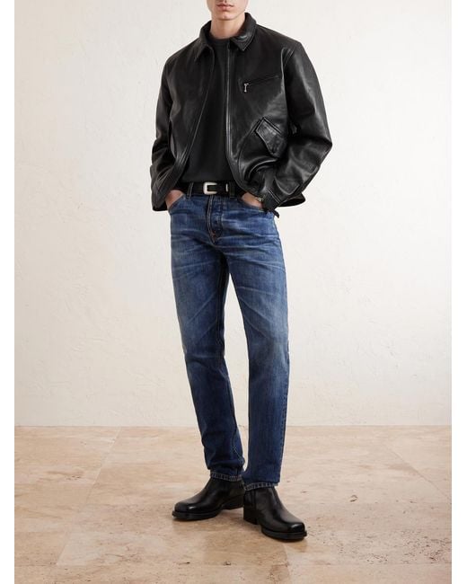 Nudie Jeans Black Blake Leather Jacket for men