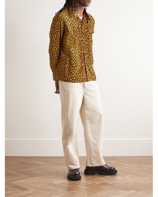 KENZO Yellow Hana Camp-Collar Floral-Print Crepe Shirt for men