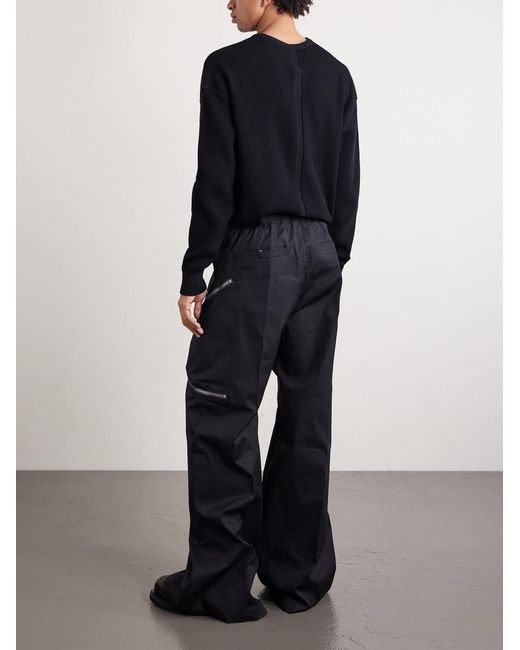 Rick Owens Black Heizer Belas Wide-leg Cotton-blend Poplin Drawstring Cargo Trousers for men