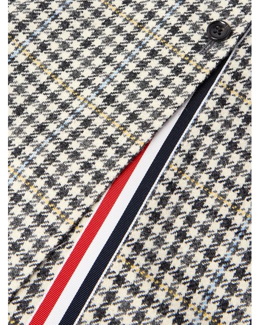 Thom Browne Gray Checked Wool-Tweed Coat for men