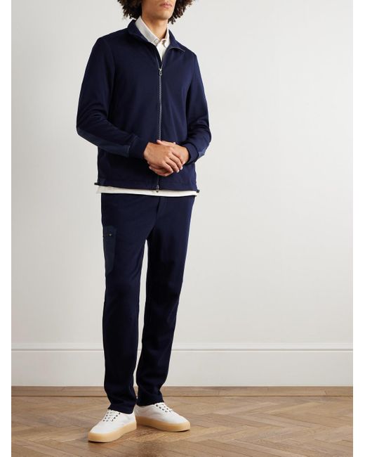 Sease Blue Explorer Ripstop-Trimmed Virgin Wool-Blend Sweater for men