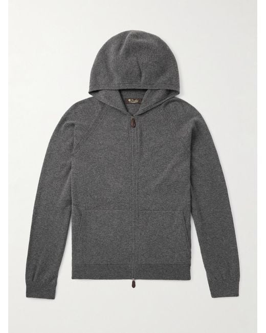 Loro Piana Gray Cashmere Zip-up Hoodie for men