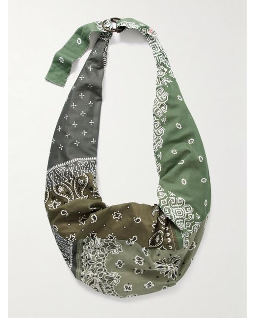 Kapital Green Snufkin Patchwork Bandana-Print Voile Messenger Bag for men