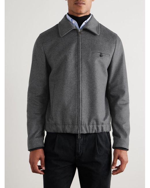 Slowear Gray Incotex Montedoro Brushed Wool-Blend Bomber Jacket for men