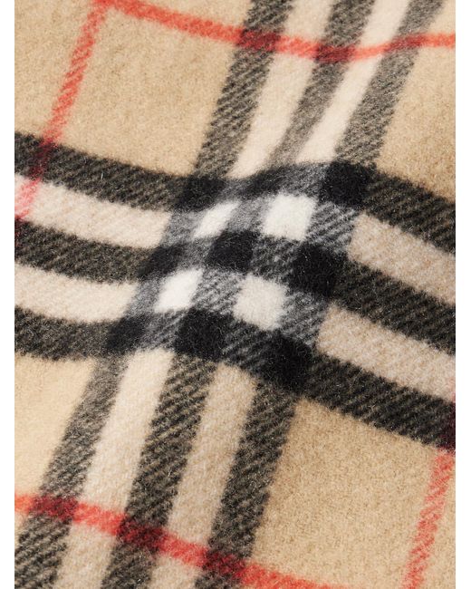 Burberry White Fringed Checked Cashmere Scarf for men