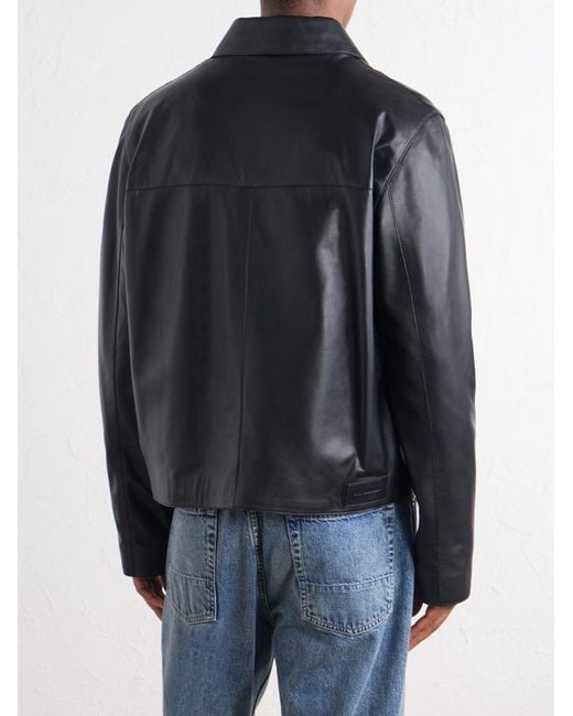 AMI Black Leather Jacket for men