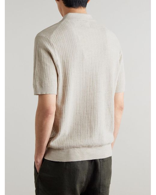 NN07 White Nolan 6695 Textured-Knit Organic Cotton Shirt for men