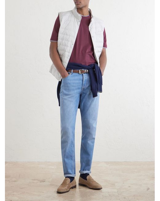 Brunello Cucinelli Purple Layered Cotton-Jersey T-Shirt for men