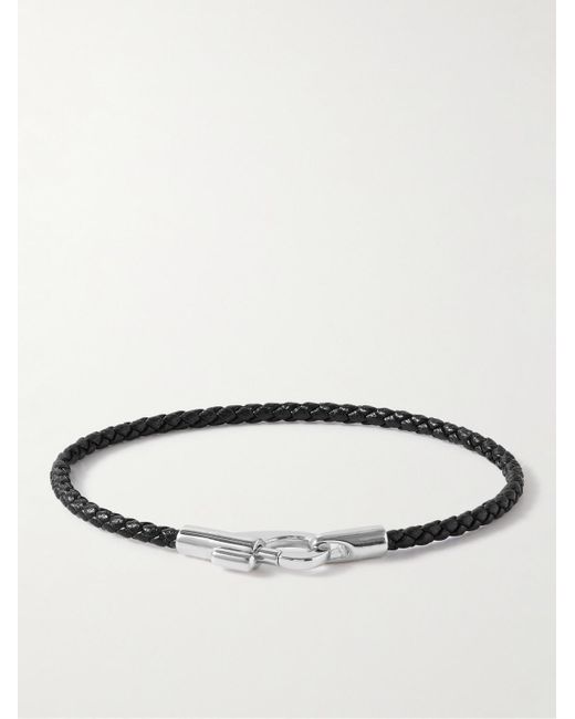 Miansai Black Rhodium-plated Sterling Silver And Braided Leather Bracelet for men
