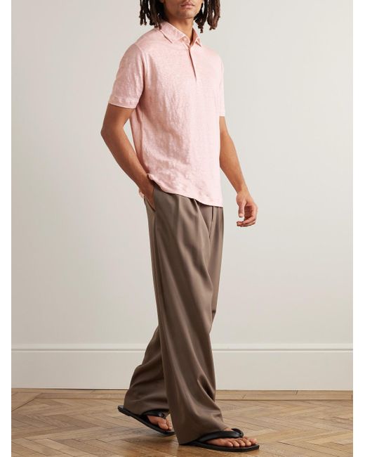 Loro Piana Pink Linen-jersey Polo Shirt for men