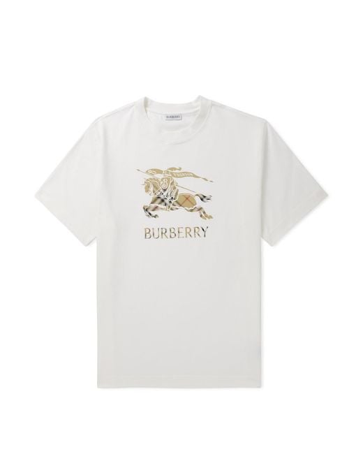 Burberry White Logo-Print Cotton-Jersey T-Shirt for men