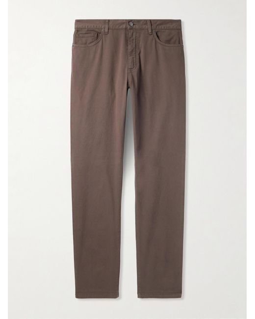Zegna Brown City Slim-Fit Garment-Dyed Jeans for men