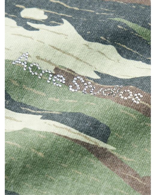 Acne Green Extorr Crystal-Embellished Camouflage-Print Cotton-Jersey T-Shirt for men