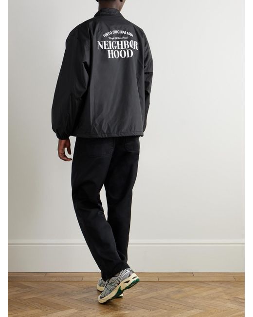 Neighborhood Black Logo-Print Nylon Jacket for men