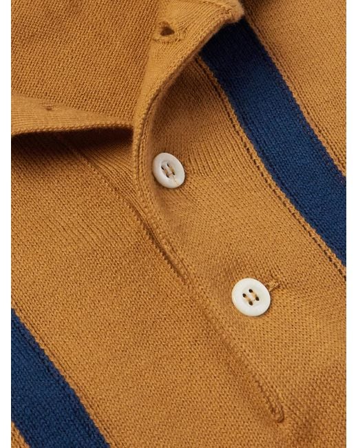 Baracuta Orange Striped Cotton Polo Shirt for men