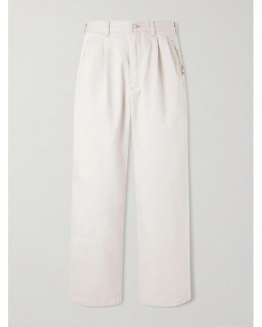 Human Made White Wide-leg Logo-embroidered Pleated Cotton-twill Chinos for men