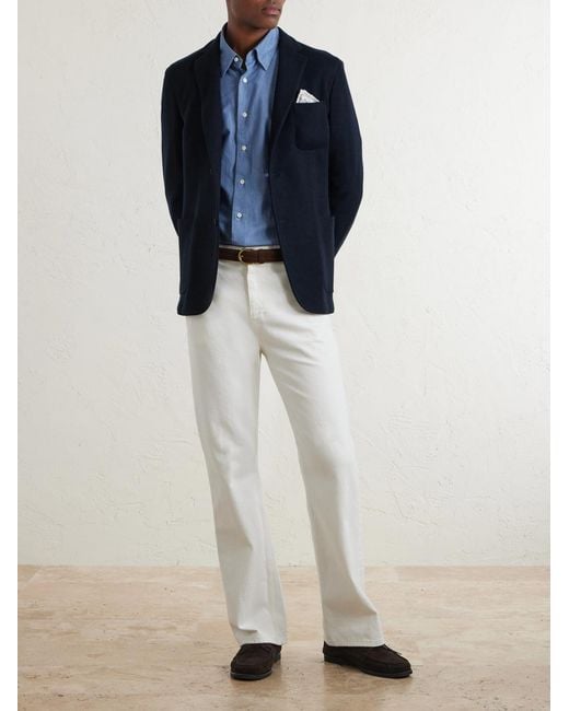 Slowear Blue Wool-Blend Jersey Blazer for men